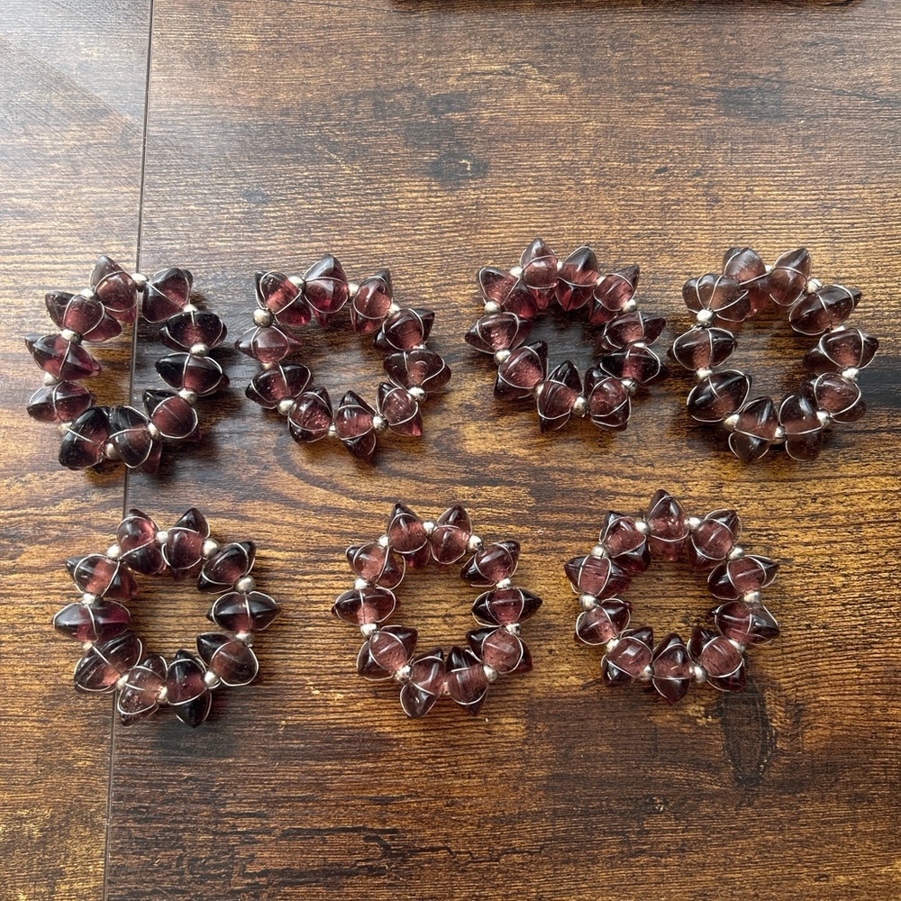 Garnet Glass Bead Napkin Rings – Set of 7! ❤️perfect for Valentines Day! ❤️❤️❤️